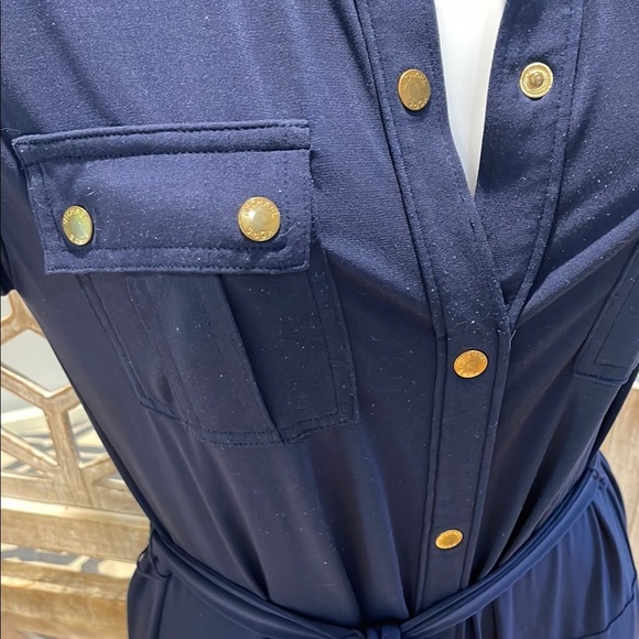 🎉HOST PICK 11.2025🎉Michael Kors Navy and Gold Button Down Maxi Dress Size XS - Picture 5 of 15